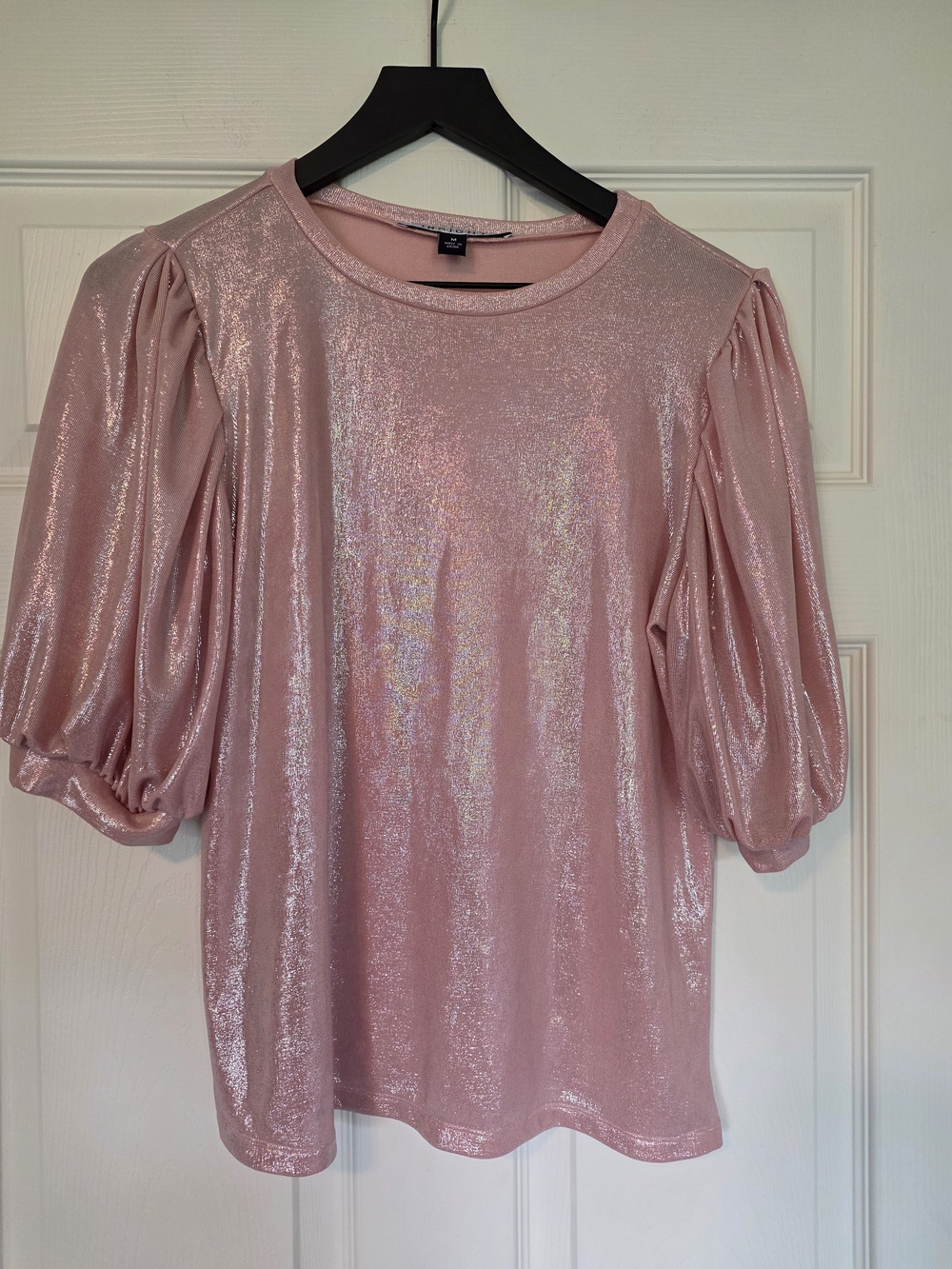 Insight Shiny Light Pink Ribbed Top NWOT